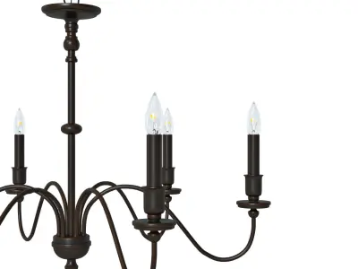 Six Light Chandelier in Matte Black 3D model