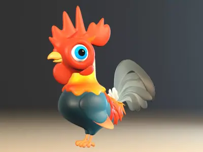 Cartoon Rooster 3D model