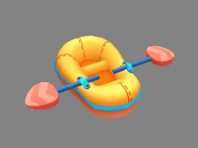 Cartoon kayaks - Inflatable boats Low-poly 3D model