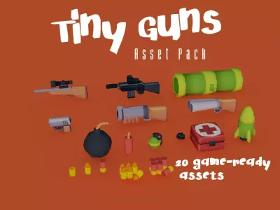 Toony Series - Tiny Guns - stylized weapon pack - 20 assets Low-poly 3D model