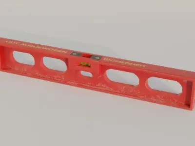 Spirit level red with dirt Free low-poly 3D model