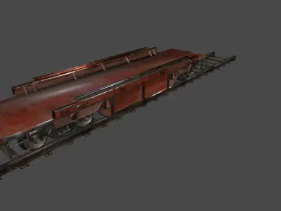 Train old rusty on tracks Low-poly 3D model