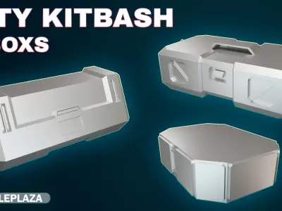 7 sci-fi boxes  Low-poly 3D model