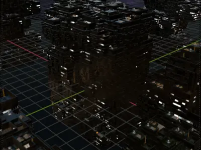 Sci fi night city building 6 Low-poly 3D model