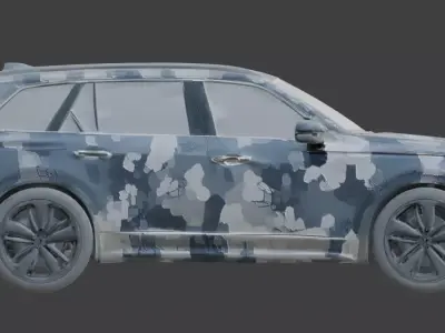 Realistic Sci-Fi Arctic Hex-Camo SUV model Low-poly 3D model