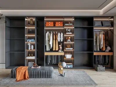 Dressing room  Wardrobe closet full Scene 3D model order