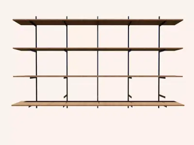 Industrial Wall Shelf - Wood - Metal - 3D Model Low-poly 3D model
