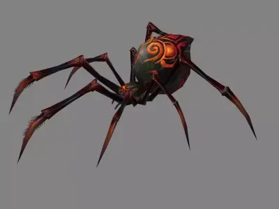 Cartoon giant black spider Low-poly 3D model