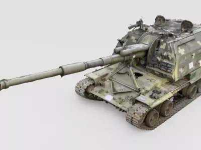 Destroyed 2S19 Msta 152 mm self-propelled howitzer M1990  3D model buy