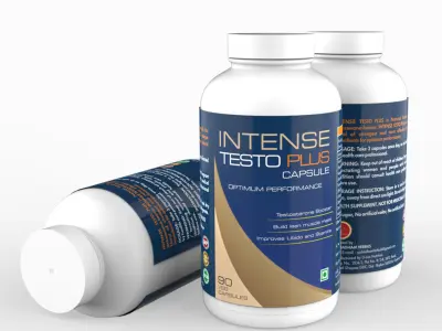 Bottle 3d model intense test plus capsule Low-poly 3D model