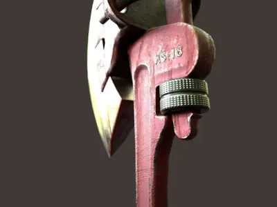 Rusty survivalist axe Low-poly 3D model