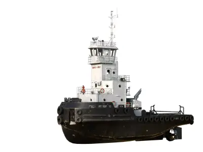 Articulated tug boat Black 3D model