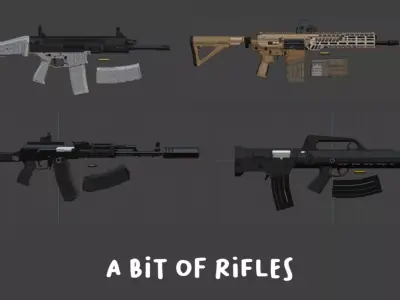 Low Poly Military Weapon Pack - Fully Editable Blender Low-poly 3D model