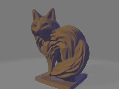  Fox Sculpture Layered Abstract 3D model