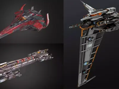 Sci-fi Spaceships 3D Model Pack purchase