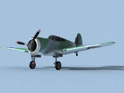 Curtiss H-75C Mohawk V24 RAF 3D model