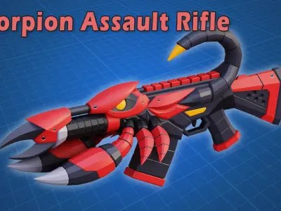 Scorpion Assault Rifle Game Ready 3D Model Low-poly 3D model