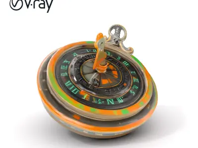 Antique Nautical Sundial Compass Model Pack Low-poly 3D model