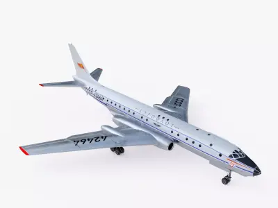 Tu-104A airplane Low-poly 3D model