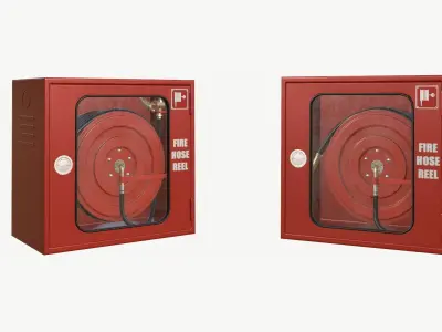 Fire hose reel glass box Low-poly 3D model