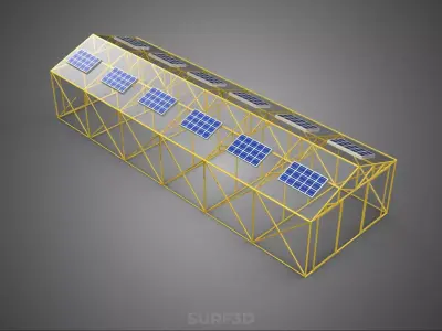 SOLAR POWERED PLANT CROP GREENHOUSE HOTHOUSE GLASSHOUSE GARDEN 3D model