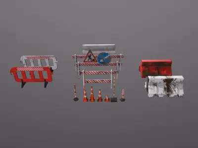 Traffic barriers Low-poly 3D model Low-poly 3D model purchase