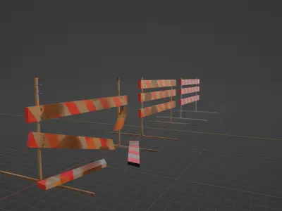 Simple Barricade 1 with 3 levels of Decay Low-poly 3D model