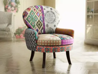 Furniture Accent Chairs Bohemian Low-poly 3D model