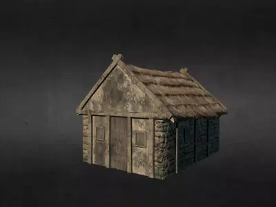 Medieval house Low-poly 3D model 13