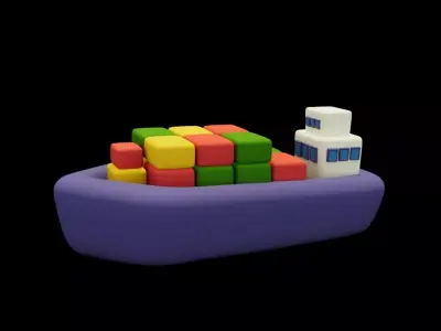 Stylized Cargo Ship Cartoon Ship Maritime  Low-poly 3D model