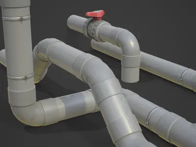 Modular Pipes Kit Low-poly 3D model