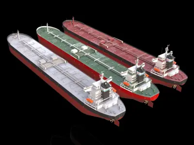 Panamax  tanker and tugboat Low-poly 3D model