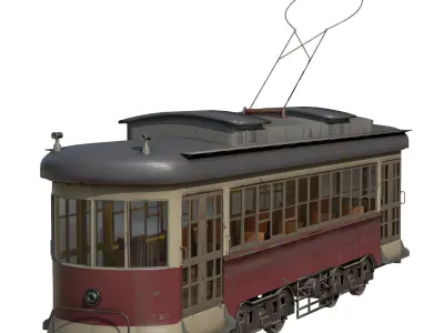 Old Tram Low-poly 3D model get