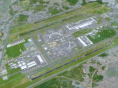 Jakarta Soekarno - Hatta Airport 10km Low-poly 3D model