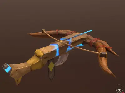 Crossbow bow and arrow with lights Low-poly 3D model