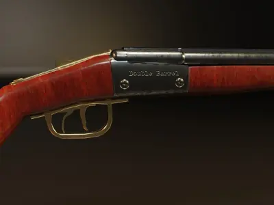 Double Barrel Low-poly 3D model