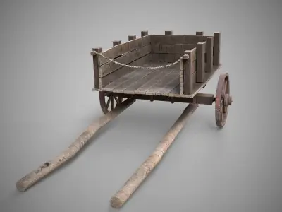 Low-poly 3D model of cart Low-poly 3D model