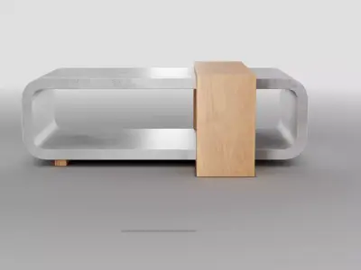 Industrial Coffee Table - Concrete and Oak Low-poly 3D model