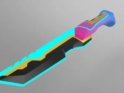 Dagger 3D model three different colored swords 3D model