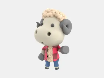 Cute Sheep 3D Illustration 3D model 2