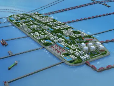 Yangkou Port Energy Port  Offshore Industrial Zone 3D model