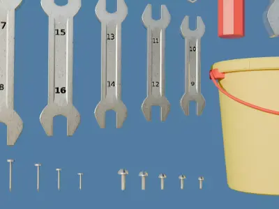 lowpoly Industrial Tools pack 36 items Low-poly 3D model