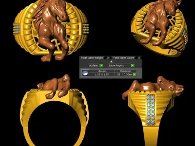 HORSE RING ANTIQUE 3D print model