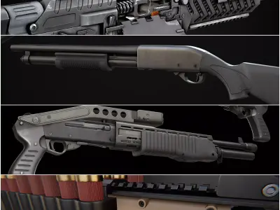 Modern AAA Shotgun Pack Game Ready PBR