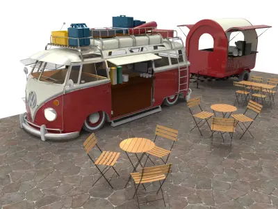 Set Food coffee street cafe Low-poly 3D model purchase