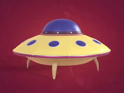 Cartoon  Flying Saucer - UFO - Alien Fantasy Vehicle Low-poly 3D model