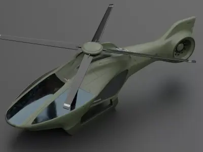 Sci-fi Military surveillance Helicopter Low-poly 3D model