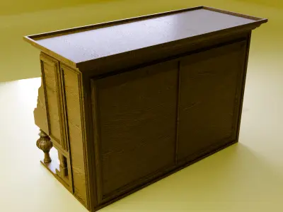 Piano Vertical Vintage en Bois 3D model