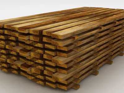 Wooden Boards Stack  3D model
