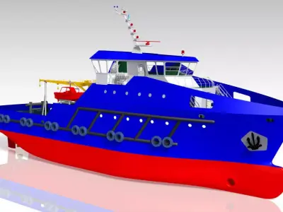 Survey Boat Ship Vessel 37 M Low-poly 3D model